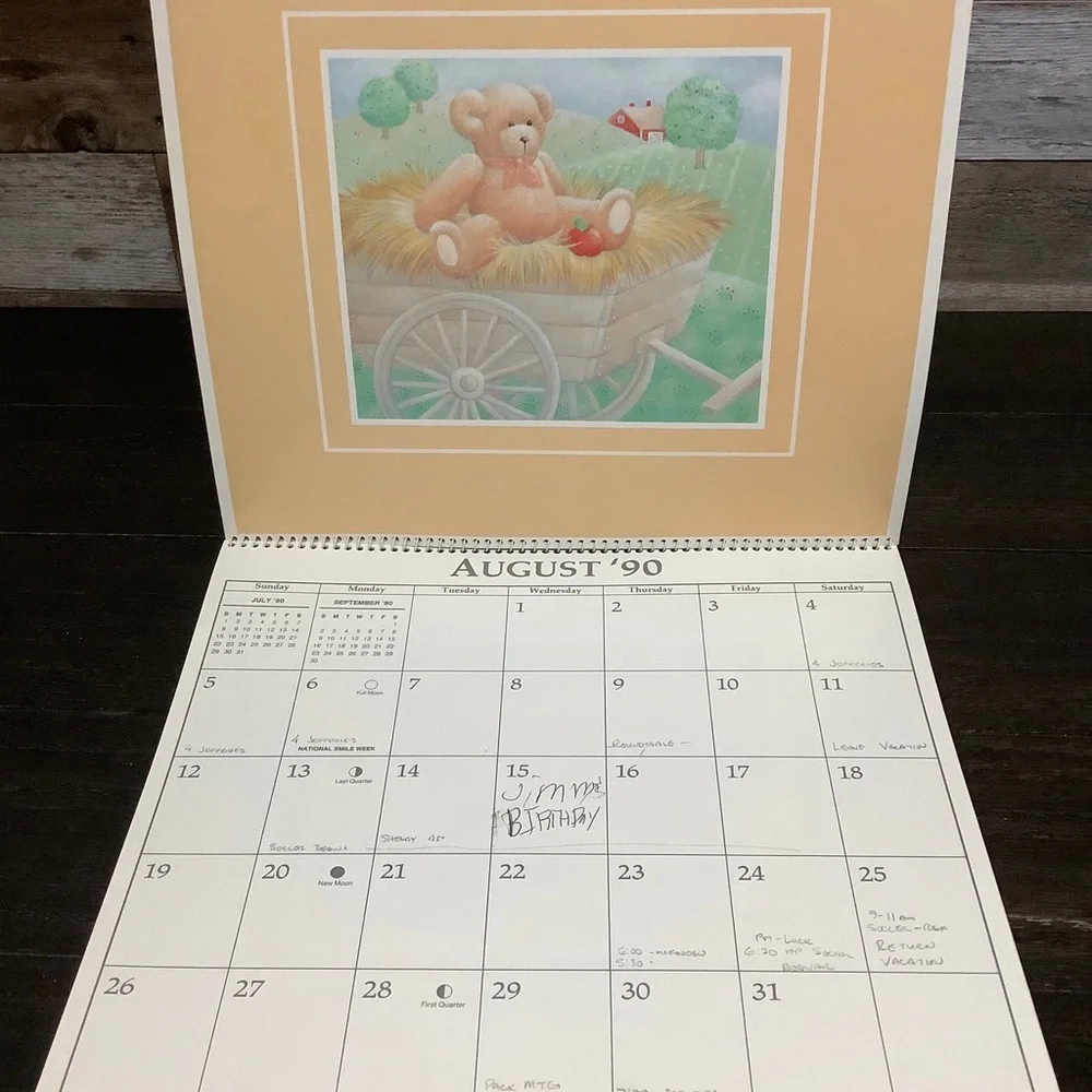 1990 Calendar Bears Cleo Used